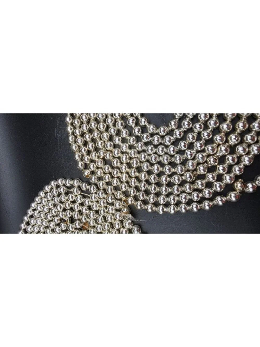 Vintage MCM Silver Mercury Glass Bead Garland Christmas Decor Two 8' Strands